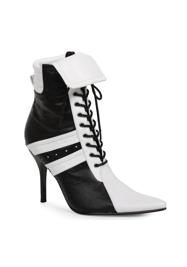 black and white sporty athlete ankle boots with lace up front halloween costume shoes