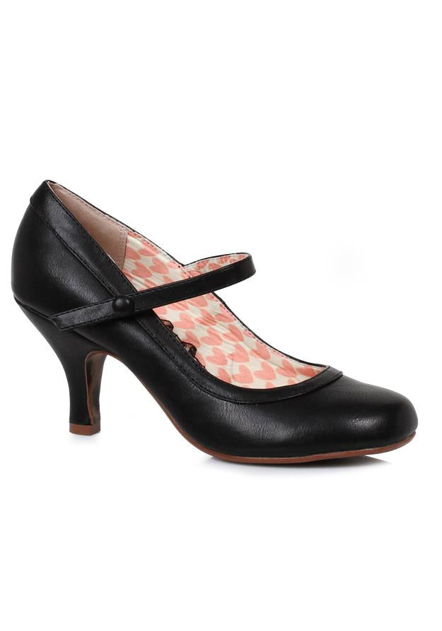black mary jane heels with 3 inch heel and plaid lining for vintage or halloween costume
