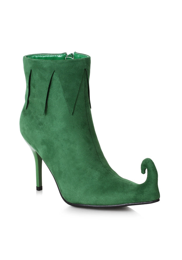 green microfiber elf booties with curled toe for christmas or fantasy halloween costume