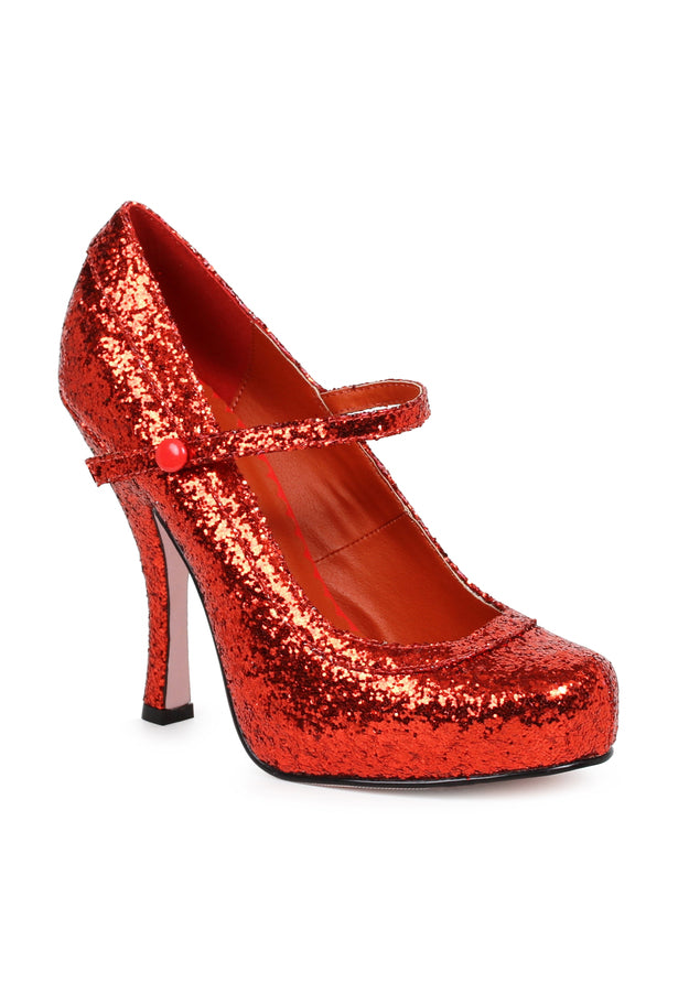 Red glitter Mary Jane heels concealed platform vintage retro women’s fashion footwear