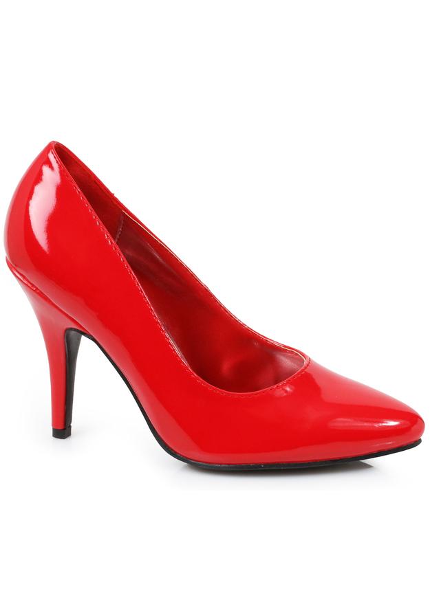 red patent pointed toe pumps with 4 inch heel for halloween or vintage outfit