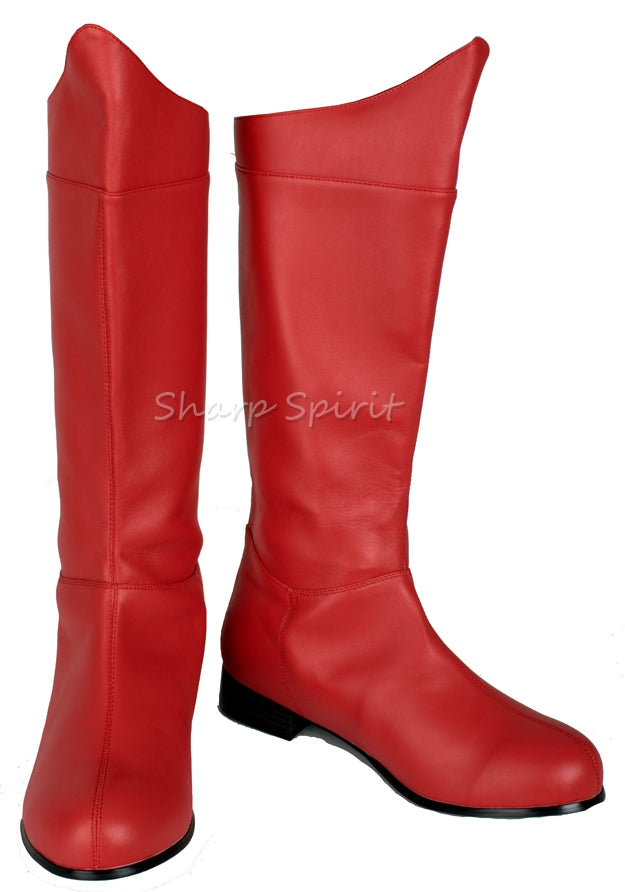 Red spider-man superhero cosplay boots comic-book inspired men’s costume footwear for themed events or comic-con conventions