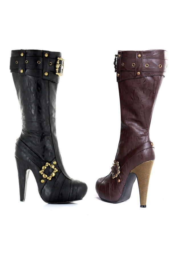 Steampunk knee high boots with buckles and studs women’s gothic Victorian cosplay fashion