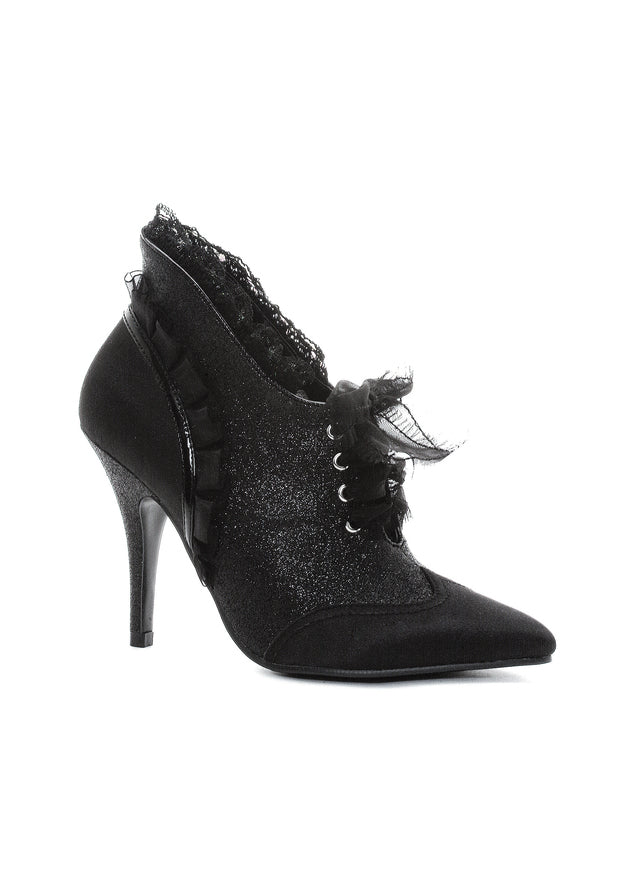 black victorian lace pointy toe booties for gothic witch or vampire countess halloween costume