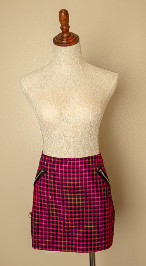 vintage tartan plaid punk school girl skirt red and black rocker style women’s medium