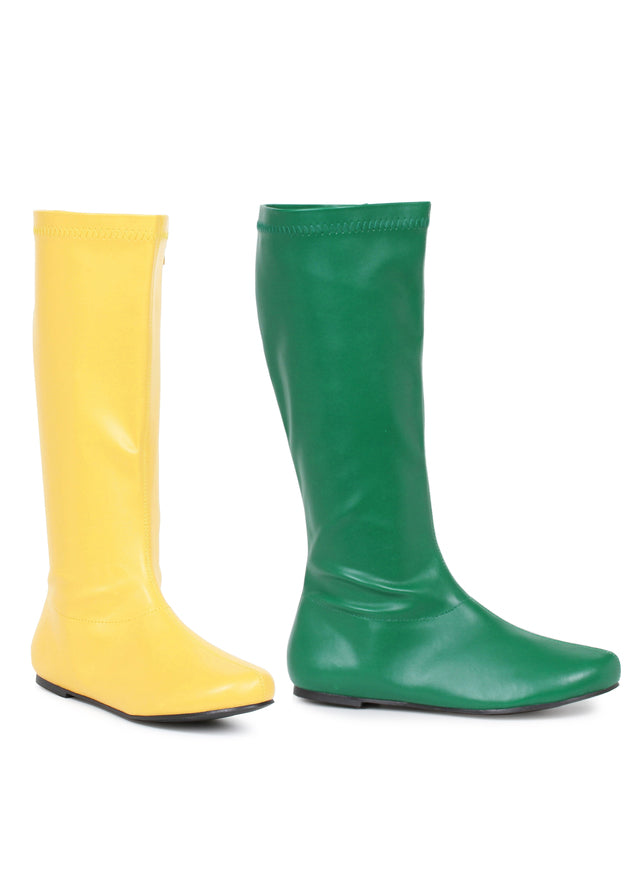 retro go go boots with 1 inch heel for green lantern, robin hood or disco dancer costume