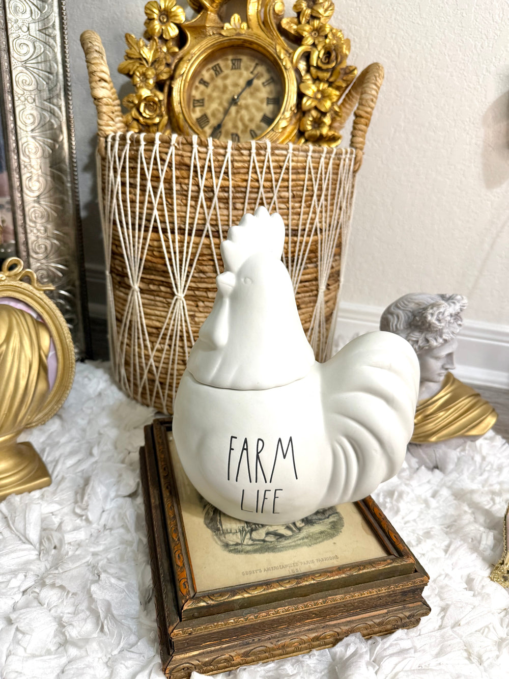 Farmhouse Farm Life Shabby Chic Chicken Rooster Cookie Jar