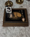 Antique Victorian Wood Trinket Jewelry Box Mirror Gold 19th Century