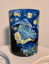Van Gogh Starry Night Glass Cylinder Vase / Utensil Holder