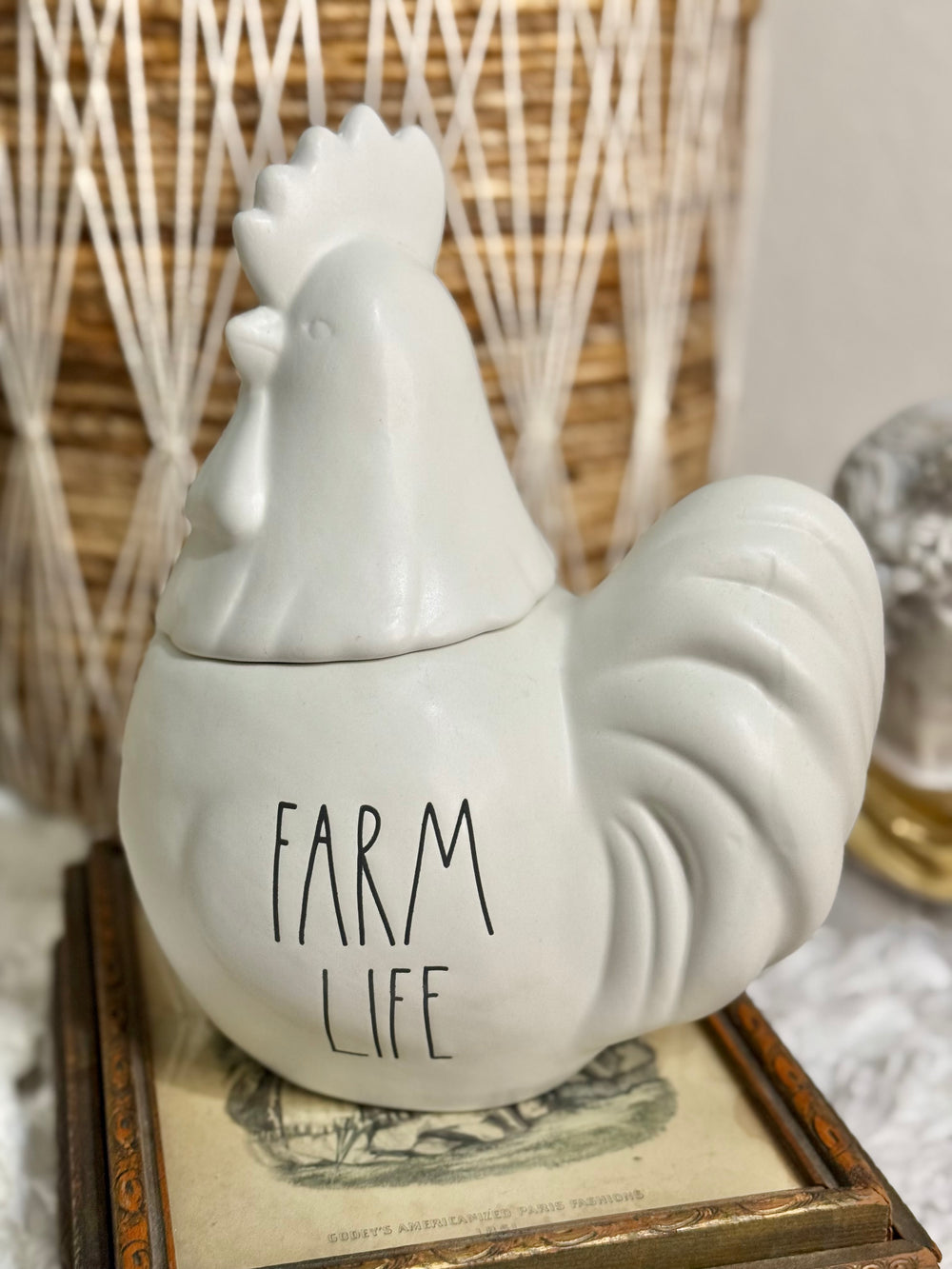Farmhouse Farm Life Shabby Chic Chicken Rooster Cookie Jar
