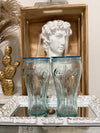 Made in Spain Set of 2 Classic Coca Cola Glass Drink Bottles W Straw & Lid