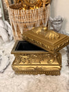 Victorian Hollywood Regency Baroque Style Jewelry Trinket Storage Carved Gold Box