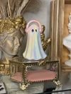 Holographic Iridescent Pink Music Ghost w Headphones