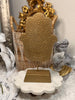 Antique Gold Tone Hamsa Statue Figurine Stand Rustic ~ Mandala ~ Home Decor ~ Boho