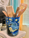 Van Gogh Starry Night Glass Cylinder Vase / Utensil Holder