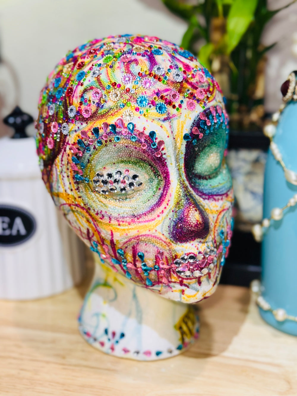 Handmade - OOAK - Mannequin Foam Head - Dia De Los Muertos - Zombie Halloween - Home Decor - House Warming Gift
