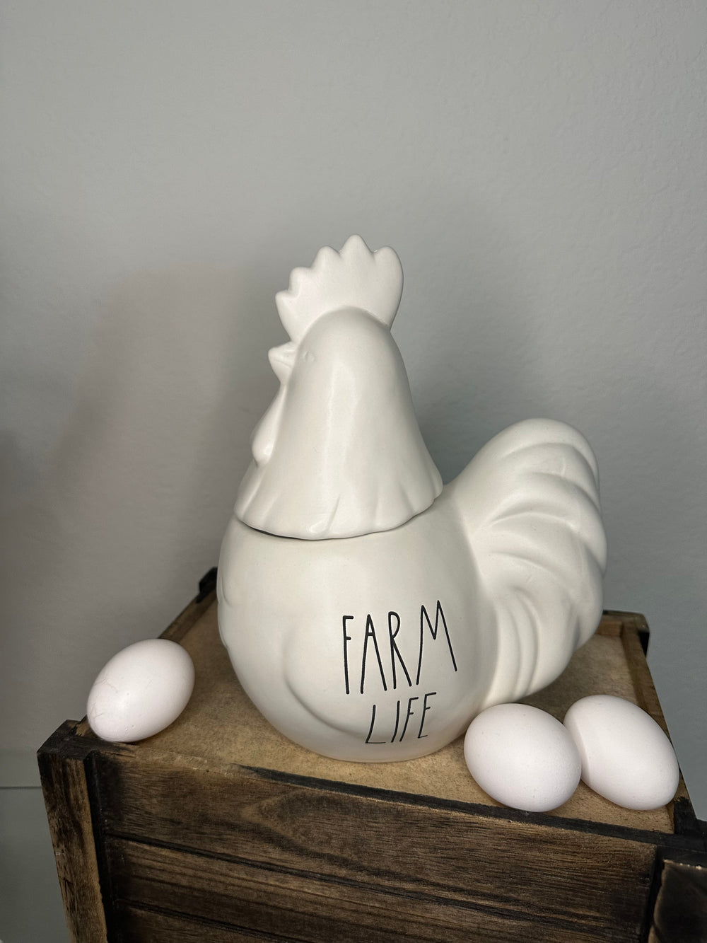 Farmhouse Farm Life Shabby Chic Chicken Rooster Cookie Jar