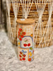 Fruit Charms Print Bow Cherries & Tomatoes Glassware Lid Glass Cup Shabby Chic