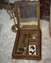 Antique Victorian Wood Trinket Jewelry Box Mirror Gold 19th Century