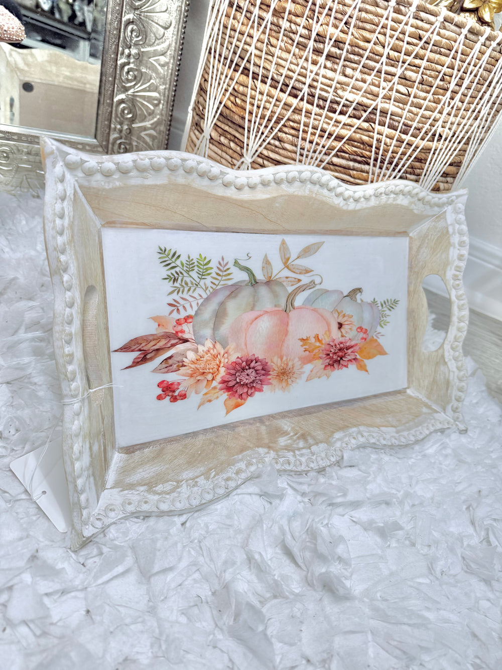 Rustic Food Serving Harvest Pumpkin Tray