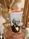 George Washington Blue Striped Tall Mug Tumbler With Lid / Pop Art