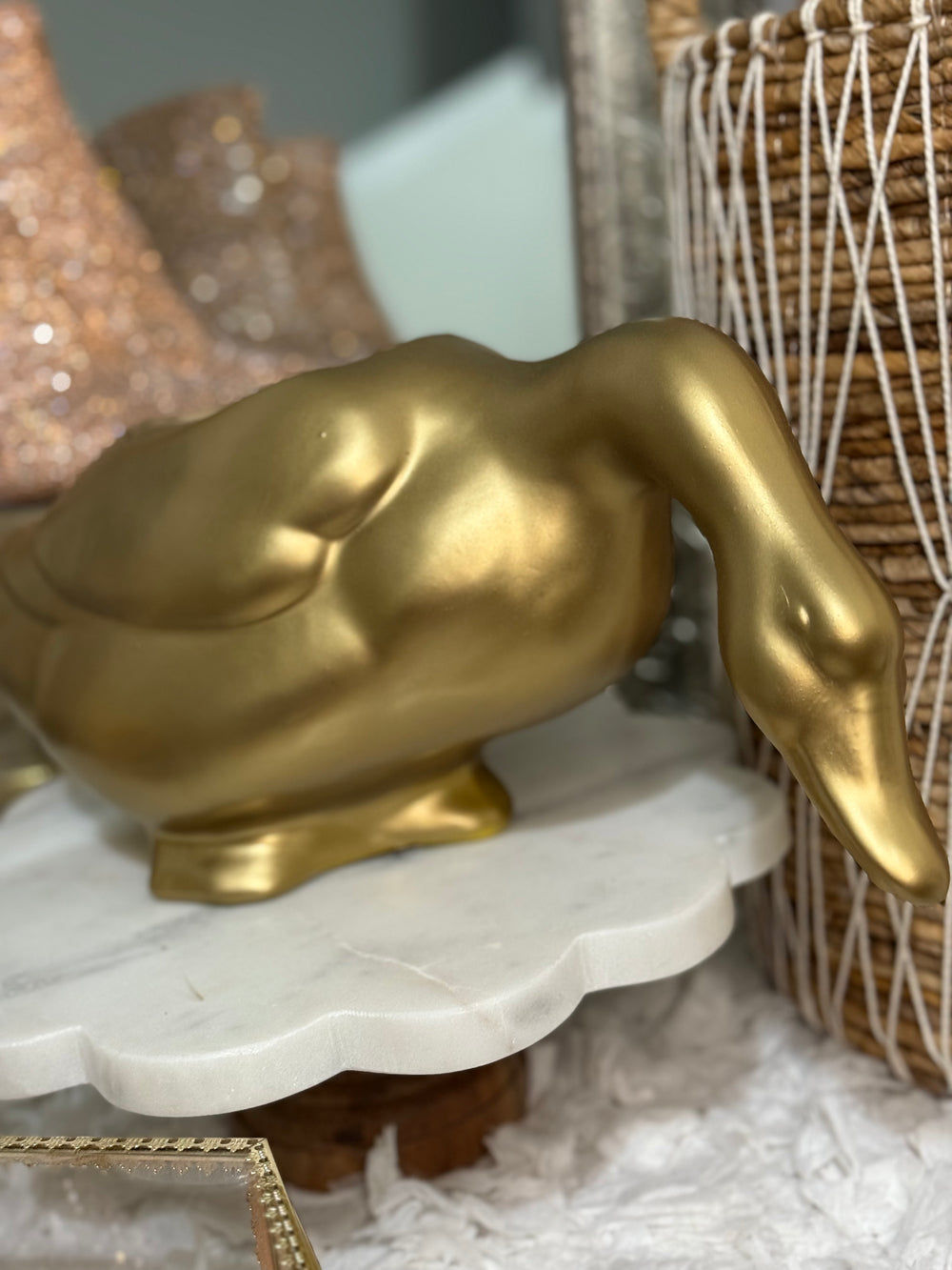 Vintage Goose Duck Planter Shelf Sitter Ceramic Plant Holder Figurine Sculpture Farmhouse Home Decor