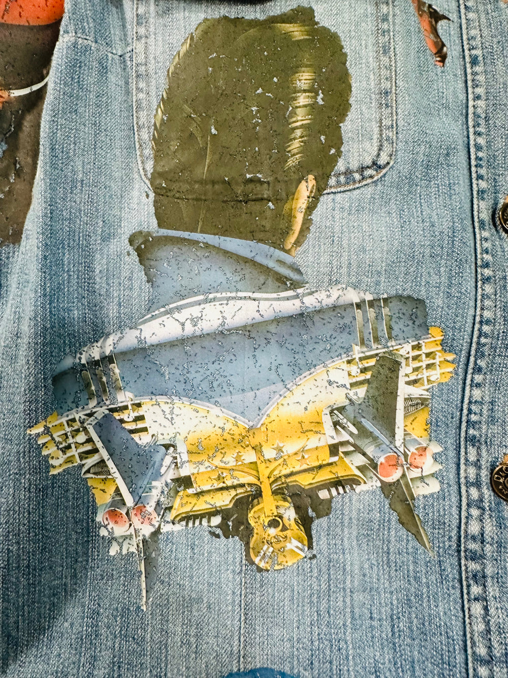Made in Italy Brand Name Jean Button Vintage Jacket YK2 Pin Up Girl Retro