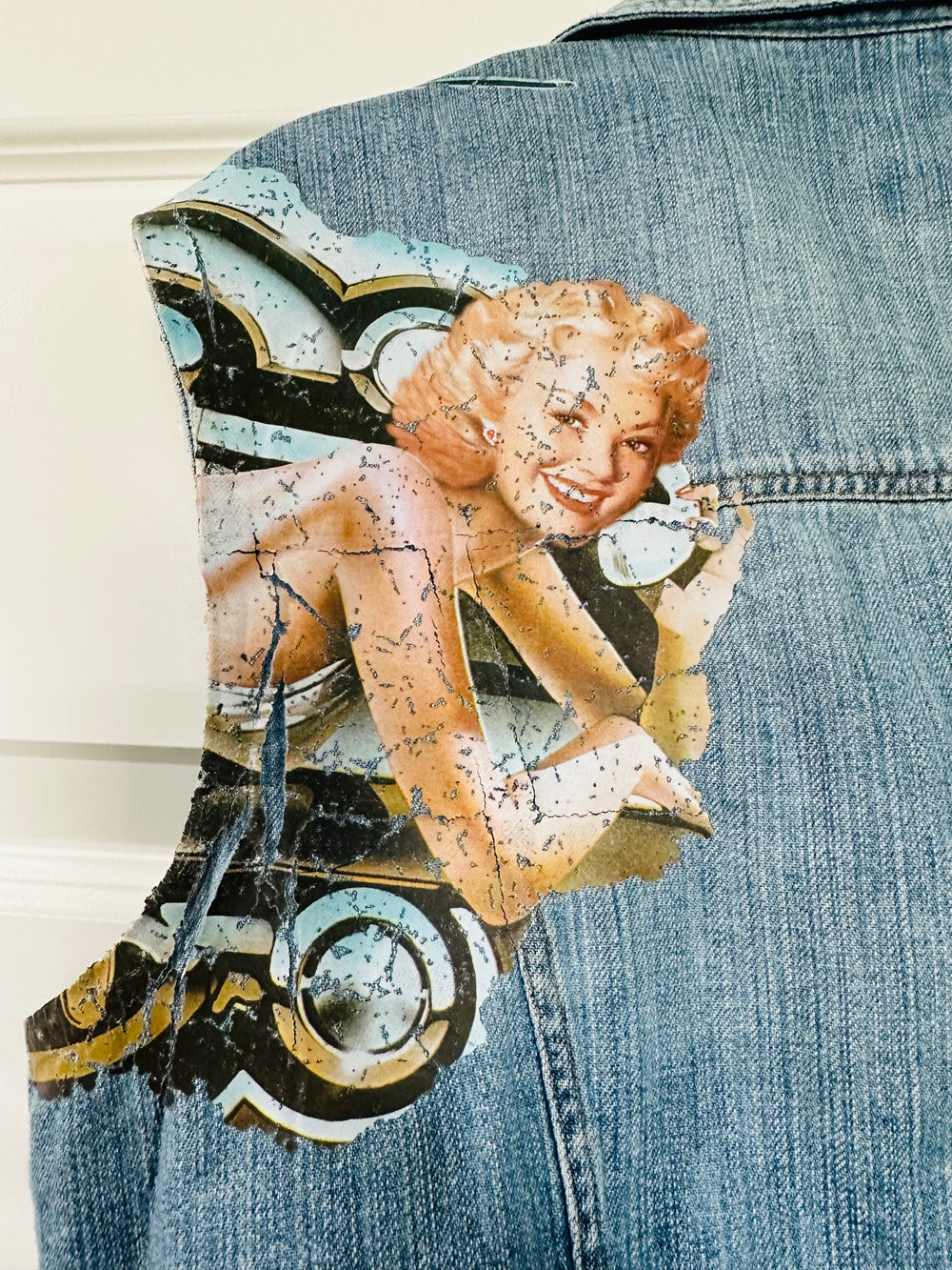 Made in Italy Brand Name Jean Button Vintage Jacket YK2 Pin Up Girl Retro
