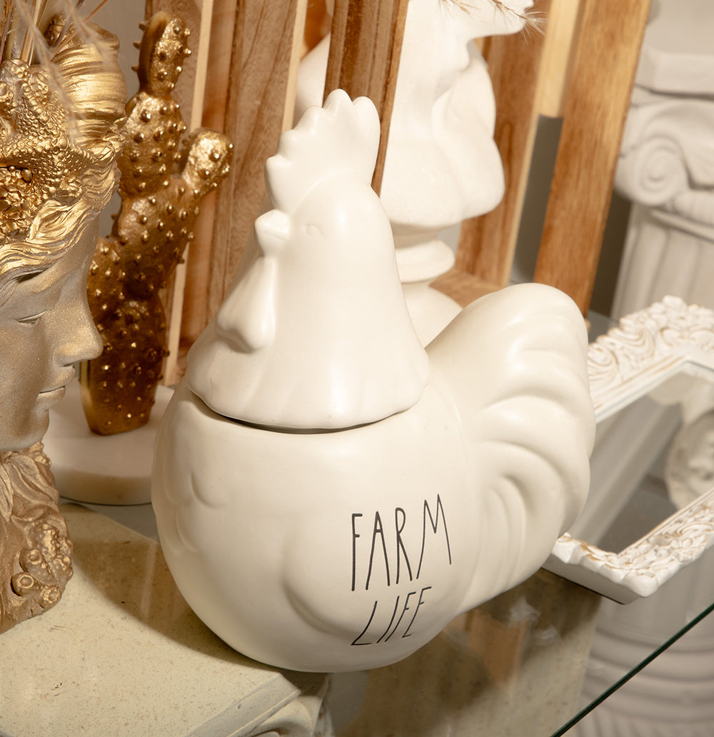 Farmhouse Farm Life Shabby Chic Chicken Rooster Cookie Jar