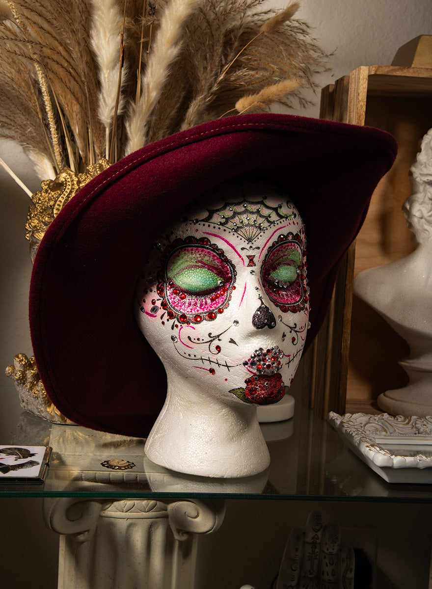 Handmade - OOAK - Mannequin Foam Head - Rhinestone - Dia De Los Muertos - Home Decor - Zombie - House Warming Gift