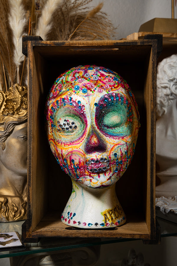 Handmade - OOAK - Mannequin Foam Head - Dia De Los Muertos - Zombie Halloween - Home Decor - House Warming Gift