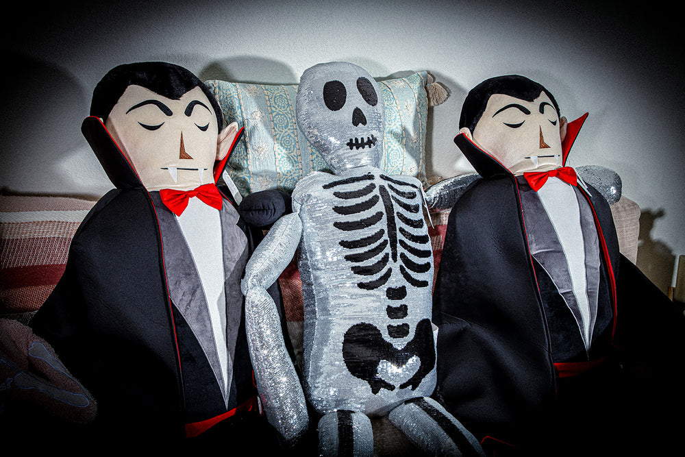 Giant 5 Feet Life Size Sequin Skeleton Skull Plush Toy Body Pillow Home Decor