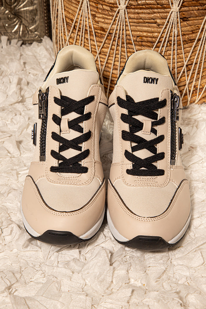 Tan and Black DKNY Kai Wedge Platform Athletic Sneaker Style Womens 11