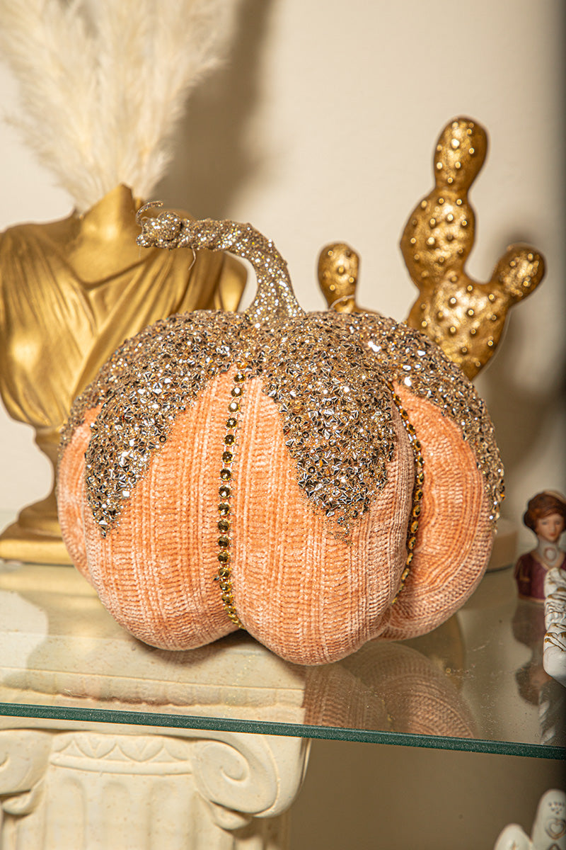 Cinderella Sparkly Glitter Rhinestone Encrusted Halloween Pumpkin Shabby Chic