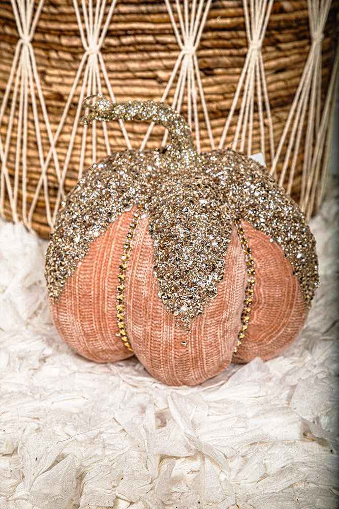 Cinderella Sparkly Glitter Rhinestone Encrusted Halloween Pumpkin Shabby Chic
