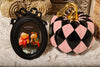 Gothic Victorian Black Oval Picture Frame w Large Bow and Ribbon