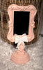 Pink and White Bow White Tabletop Vanity Mirror / Shabby Chic