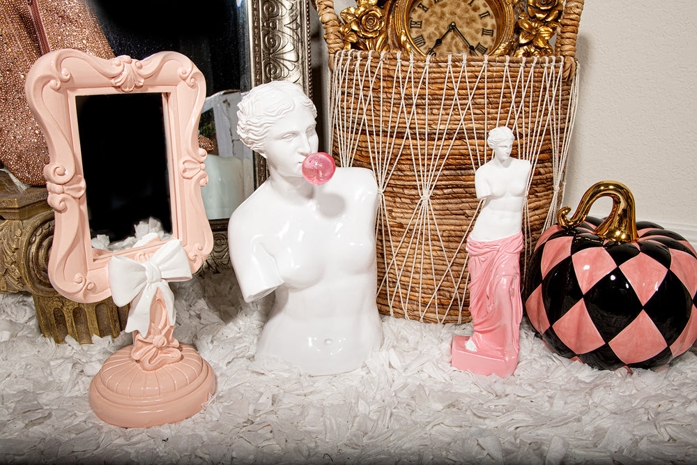Pink Shabby Chic Vanity Tabletop Mirror w Large Bow