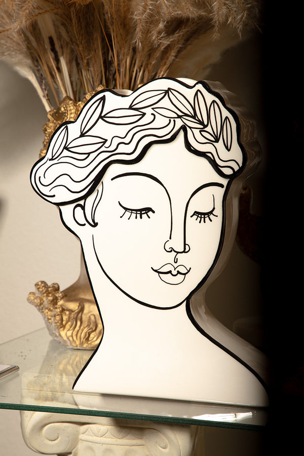 Greek Mythology Goddess Face Athena Sketch Flower Vase