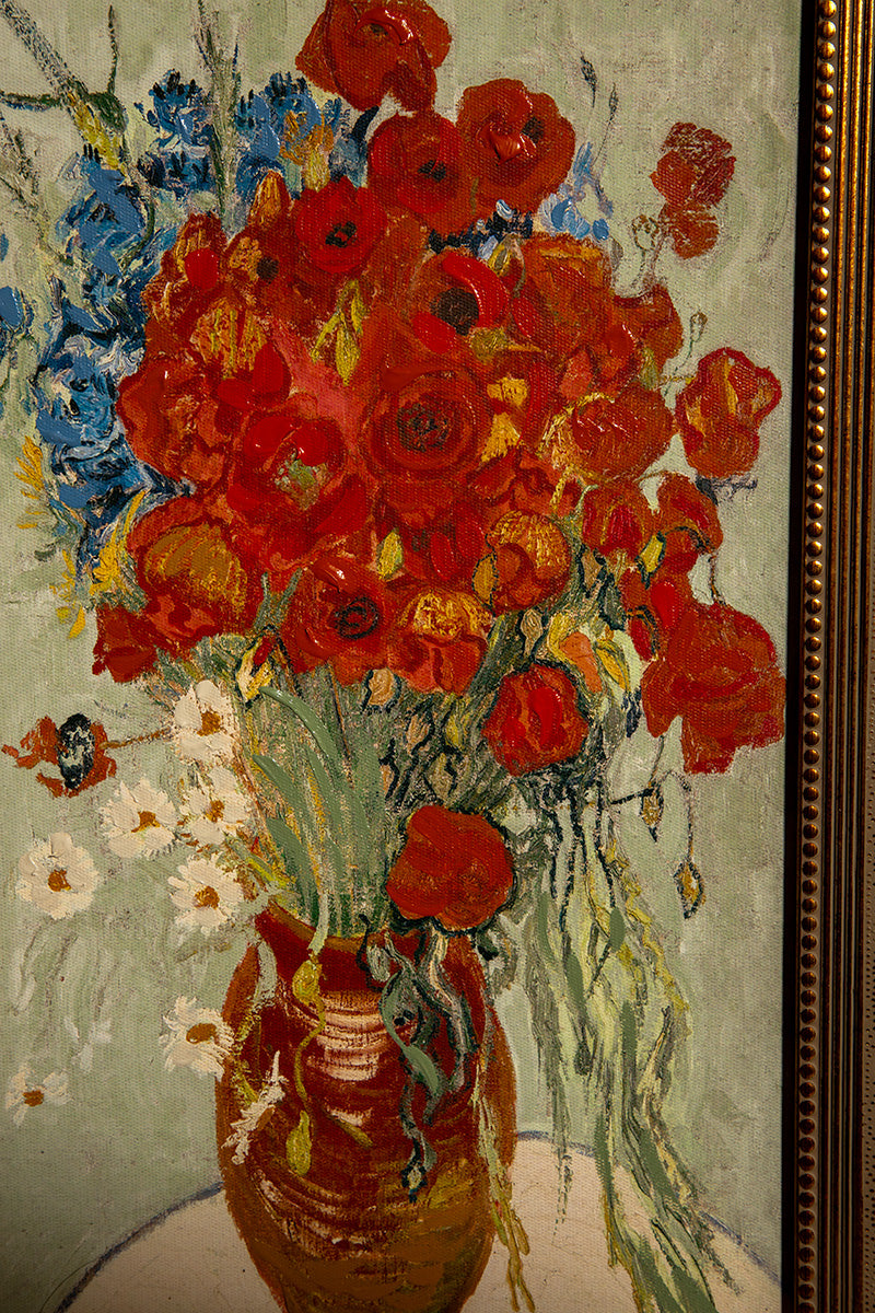Red Poppies & Daisies' Flowers in Jar Oil Paint by Vincent Van Gogh Reproduction Art