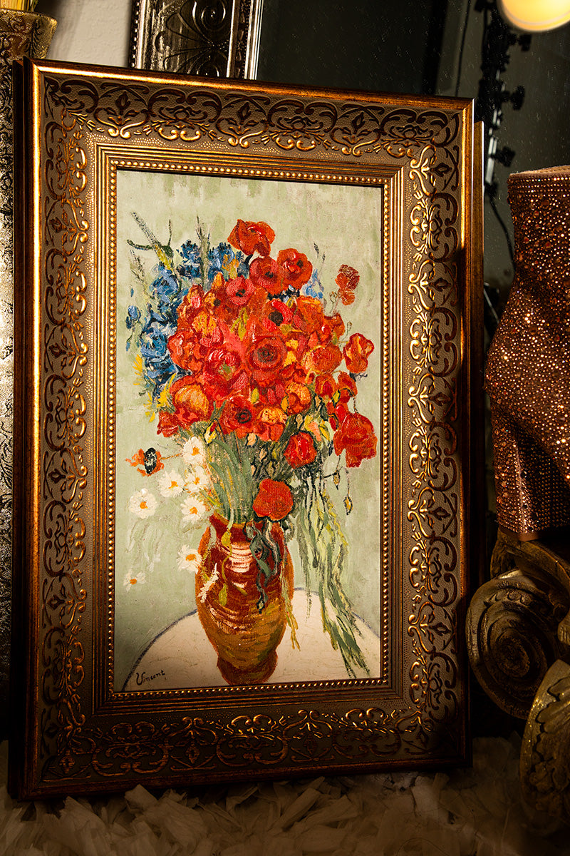 Red Poppies & Daisies' Flowers in Jar Oil Paint by Vincent Van Gogh Reproduction Art