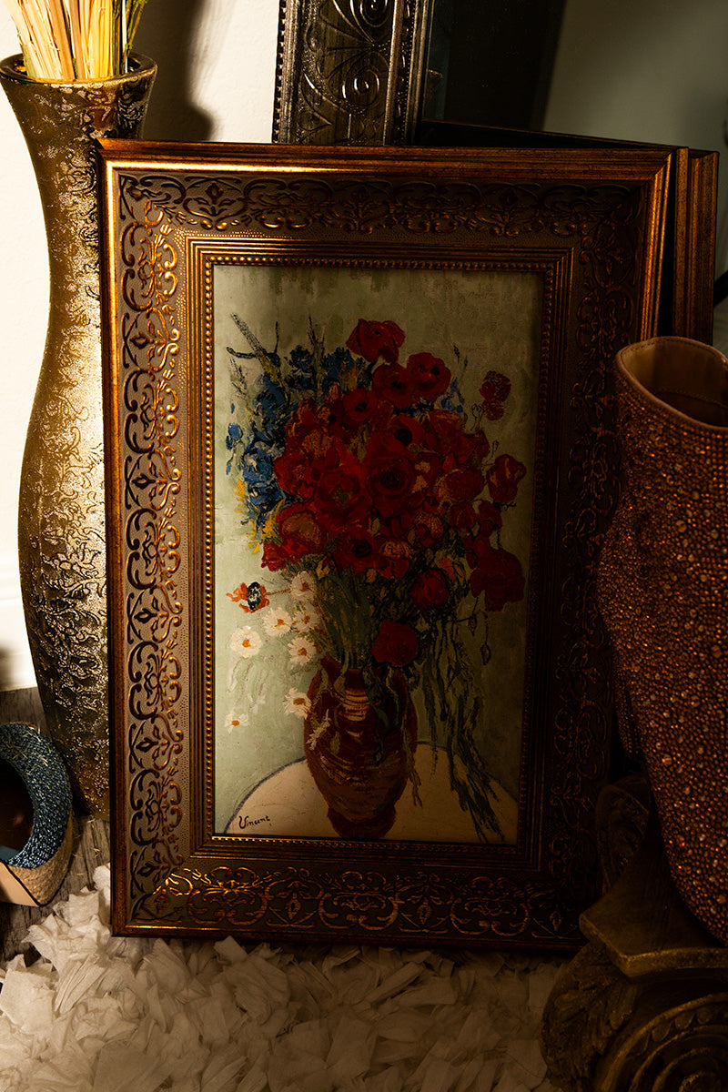 Red Poppies & Daisies' Flowers in Jar Oil Paint by Vincent Van Gogh Reproduction Art