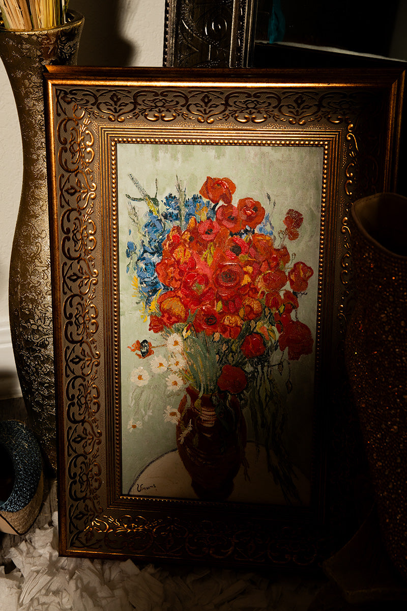 Red Poppies & Daisies' Flowers in Jar Oil Paint by Vincent Van Gogh Reproduction Art