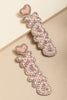 Rave Beaded XOXO Heart Shape Bridal Sparkle Drop Earrings