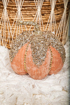 Cinderella sparkly rhinestone pumpkin glitter decor accent for Halloween or fairy-tale home styling.
