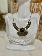 egyptian style cleopatra gold choker necklace with black gemstone vintage statement jewelry