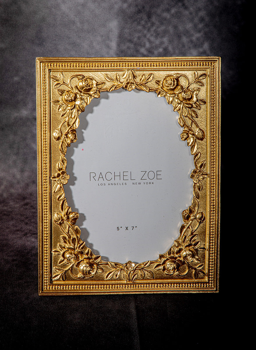 Rachel Zoe gold floral carved 5x7 picture frame with vintage Hollywood charm.