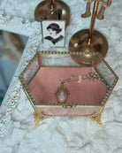 Vintage style bridal jewelry keepsake hexagon box.