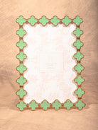 Green and gold clover pattern vintage photo frame for 4x6 pictures, perfect for elegant home decor styling.