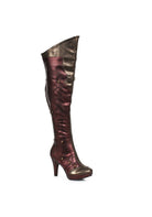 Bronze thigh high boots 4 inch heel gothic steampunk cosplay vintage women’s fashion footwear
